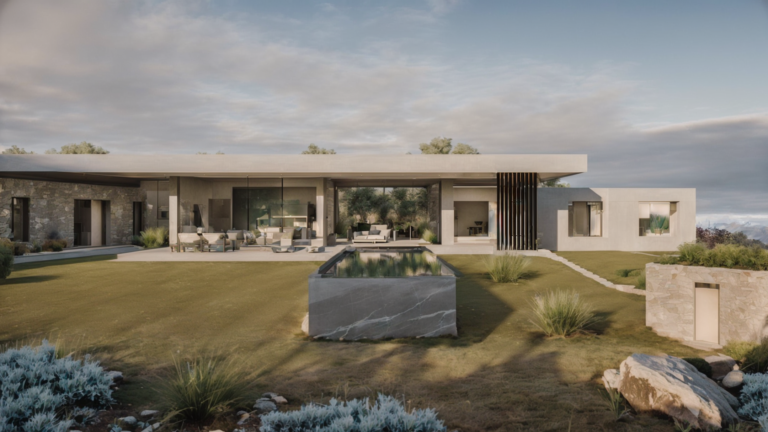 Render fotorealistico di un progetto di una villa a Noto